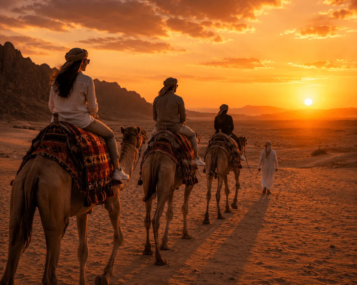 Camel Ride at Sunset